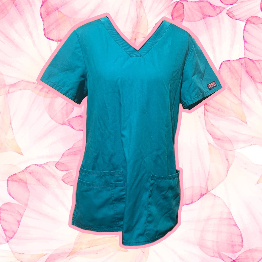Cherokee Women's V-Neck Teal Scrub Top Size M